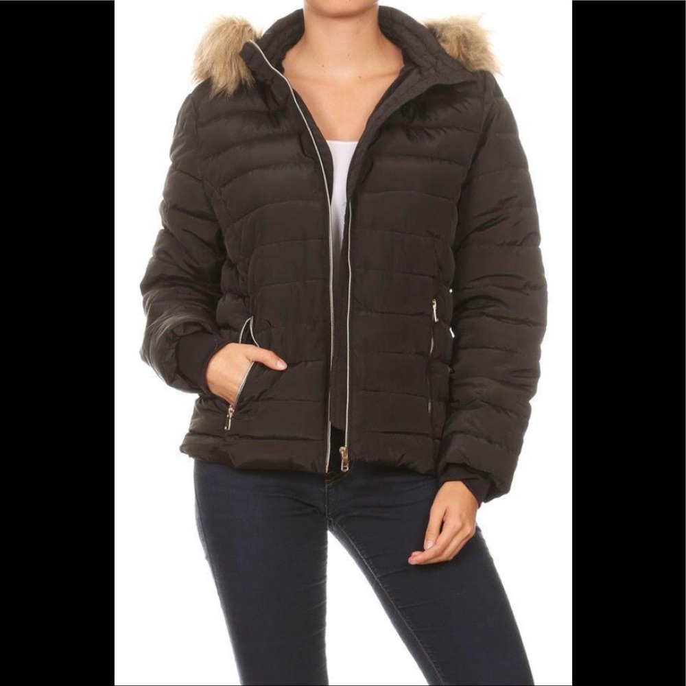Faux Fur Hood Puffer Jacket